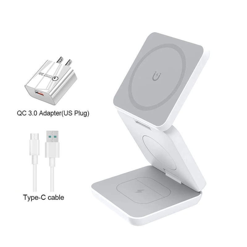 3in1 Foldable Magnetic Wireless Charging Station Portable Power Hub For IPhone 15 14 13 12 Pro Max 9