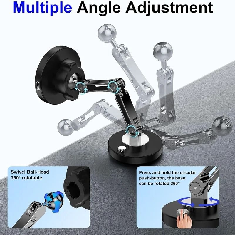 15W Magnetic Car Wireless Charger 360 Rotating Metal Foldable Stand For IPhone 15 14 13 12 Samsun 6