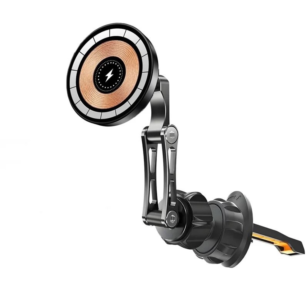 15W Magnetic Car Wireless Charger 360 Rotating Metal Foldable Stand For IPhone 15 14 13 12 Samsun 8