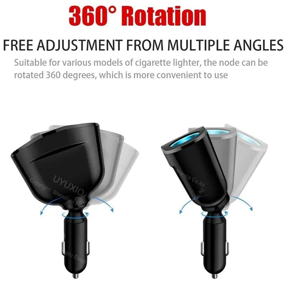 UYUXIO MultiPort USBC Car Charger Adapter Super PD 30W Fast Charge With Voltage Display Extension 4