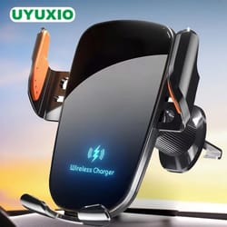 uyuxio 15w manual clamp wireless car charger – fast charging air vent mount & phone holder for iphone & samsung