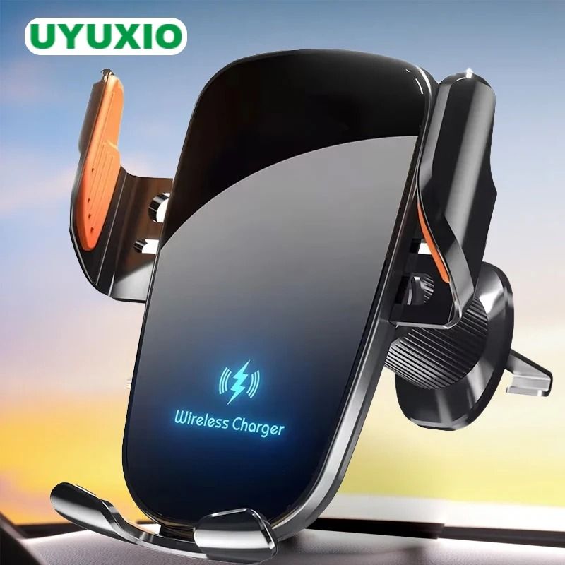 UYUXIO 15W Manual Clamp Wireless Car Charger Fast Charging Air Vent Mount Phone Holder For IPhone 0
