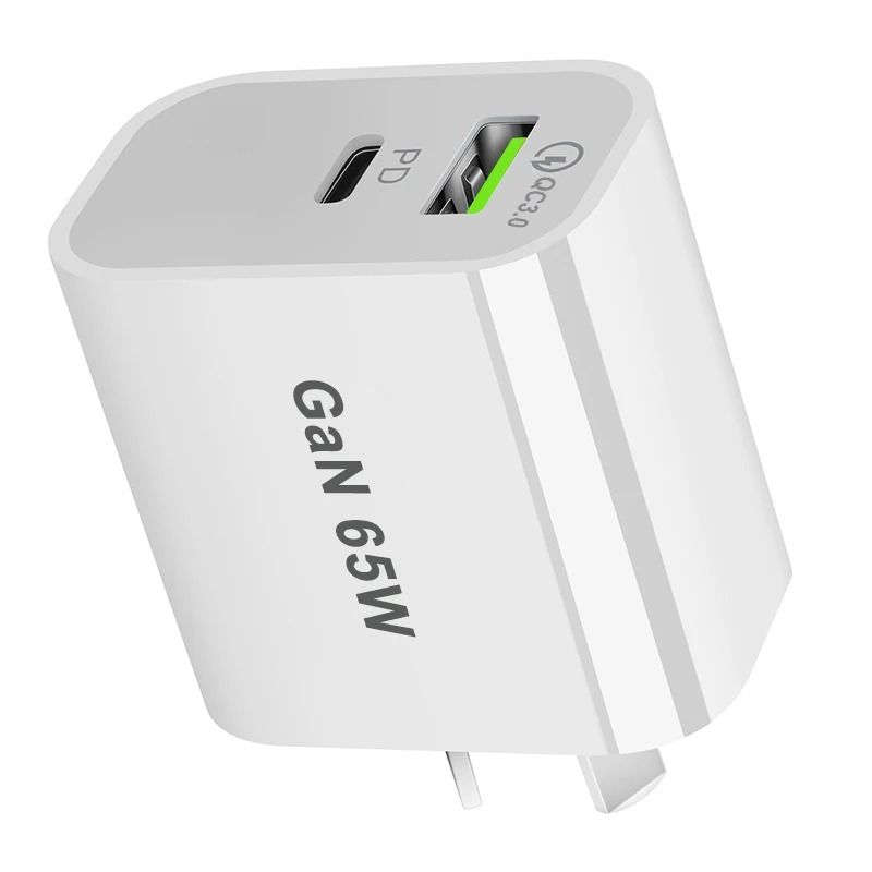 65W PD 30 GaN USBC Fast Charger DualPort Wall Adapter With Global UKAUEUUS Plug Compatibility 1