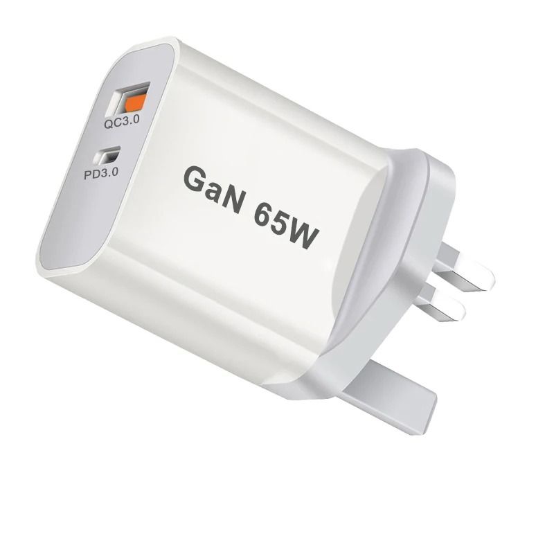 65W PD 30 GaN USBC Fast Charger DualPort Wall Adapter With Global UKAUEUUS Plug Compatibility 7
