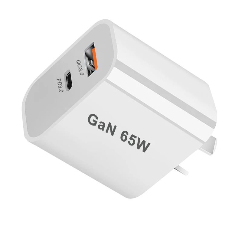 65W PD 30 GaN USBC Fast Charger DualPort Wall Adapter With Global UKAUEUUS Plug Compatibility 8
