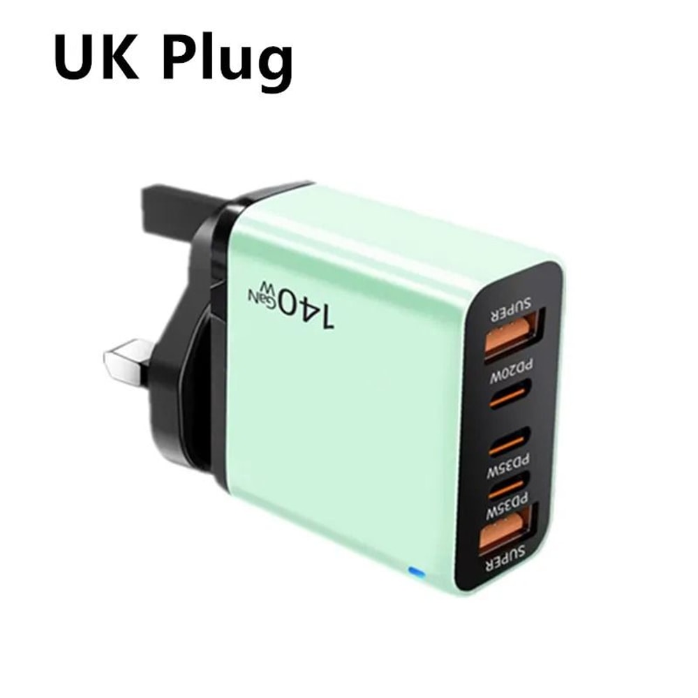 5Port USBC PD Fast Charging Station 4in1 Cable Integrated Quick Charge Hub For IPhone Samsung Xiao 11