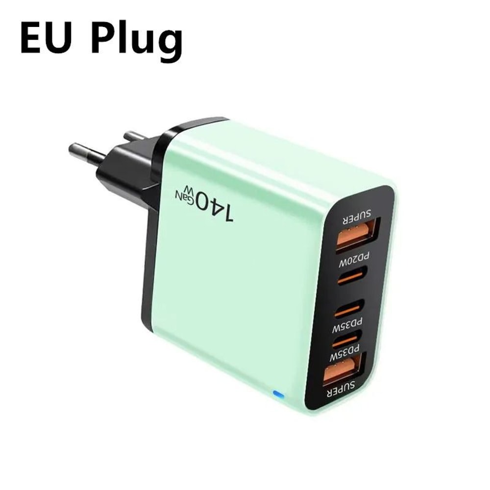 5Port USBC PD Fast Charging Station 4in1 Cable Integrated Quick Charge Hub For IPhone Samsung Xiao 6