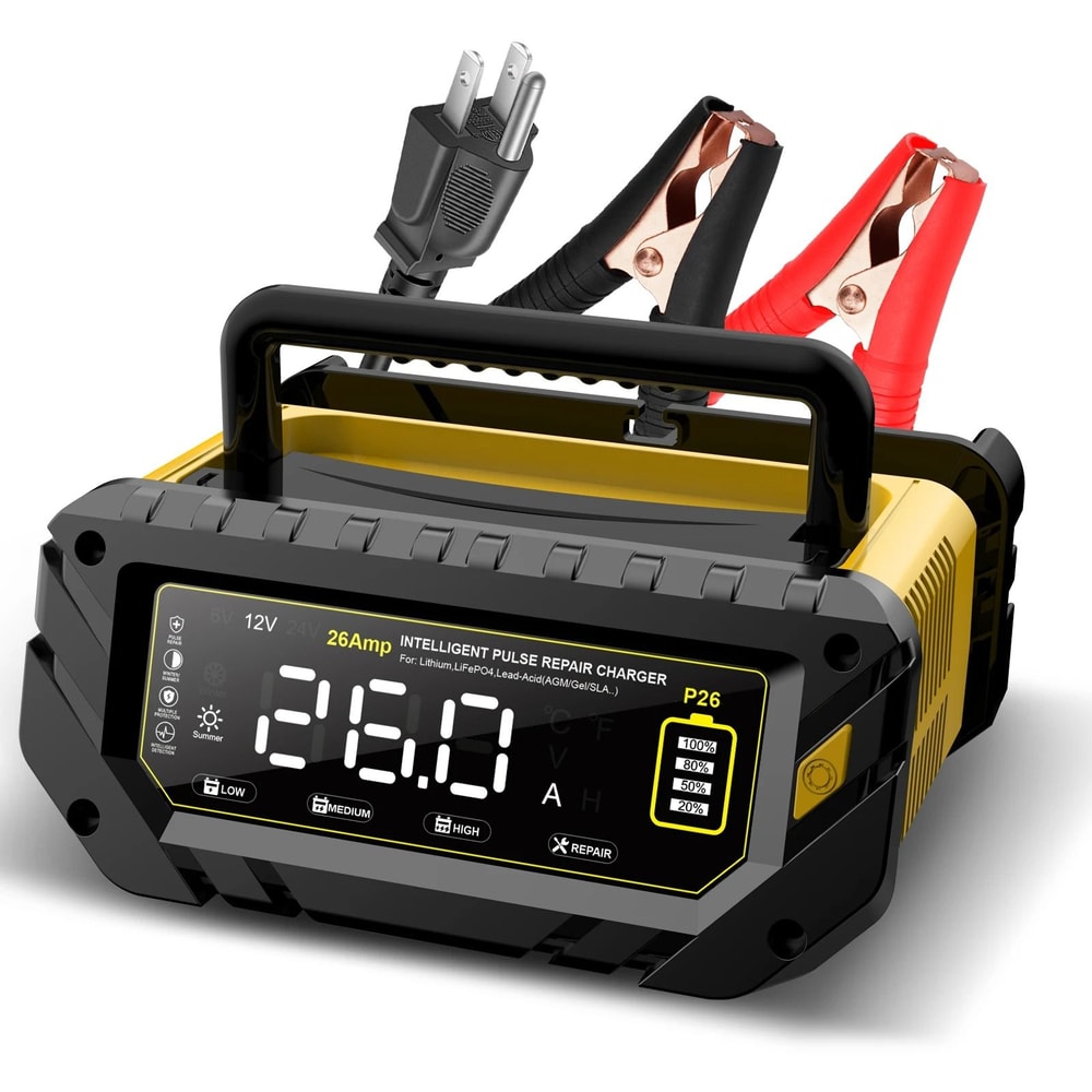 Intelligent 26A MultiVoltage Battery Charger 6V12V24V Smart Repair For Lithium LiFePO4 LeadAcid 8