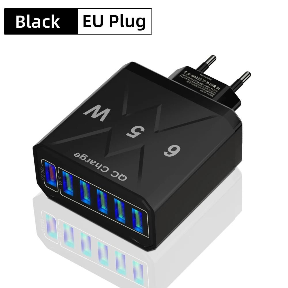 Vumpach 6Port USB Fast Charger Quick Charge 30 Wall Adapter With Global EUUSUKKR Plug Options 7