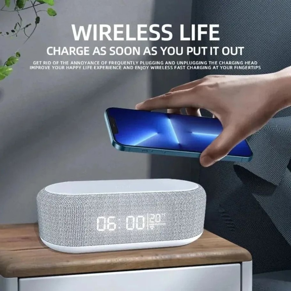 Intelligent Alarm Clock Wireless Charger 15W Fast Charging Station With Bedroom Lamp Night Light 1
