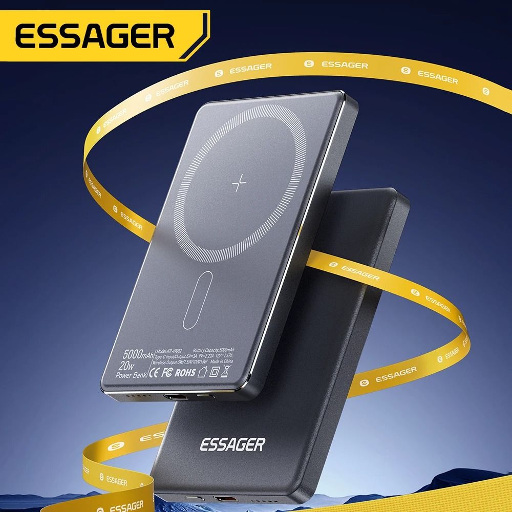 Essager 20W Magnetic Wireless Power Bank UltraThin 5000mAh Fast Charger For IPhone 17 16 15 14 1