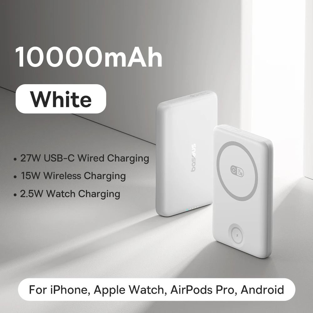 Baseus 27W Magnetic Power Bank 10000mAh 15W Wireless Fast Charger For IPhone IWatch AirPods 6