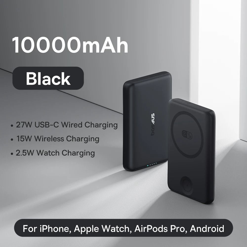 Baseus 27W Magnetic Power Bank 10000mAh 15W Wireless Fast Charger For IPhone IWatch AirPods 7