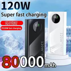 120w super fast charging power bank – 80000mah ultra-large capacity external battery for iphone & samsung