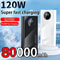 120W Super Fast Charging Power Bank 80000mAh UltraLarge Capacity External Battery For IPhone Sams 0