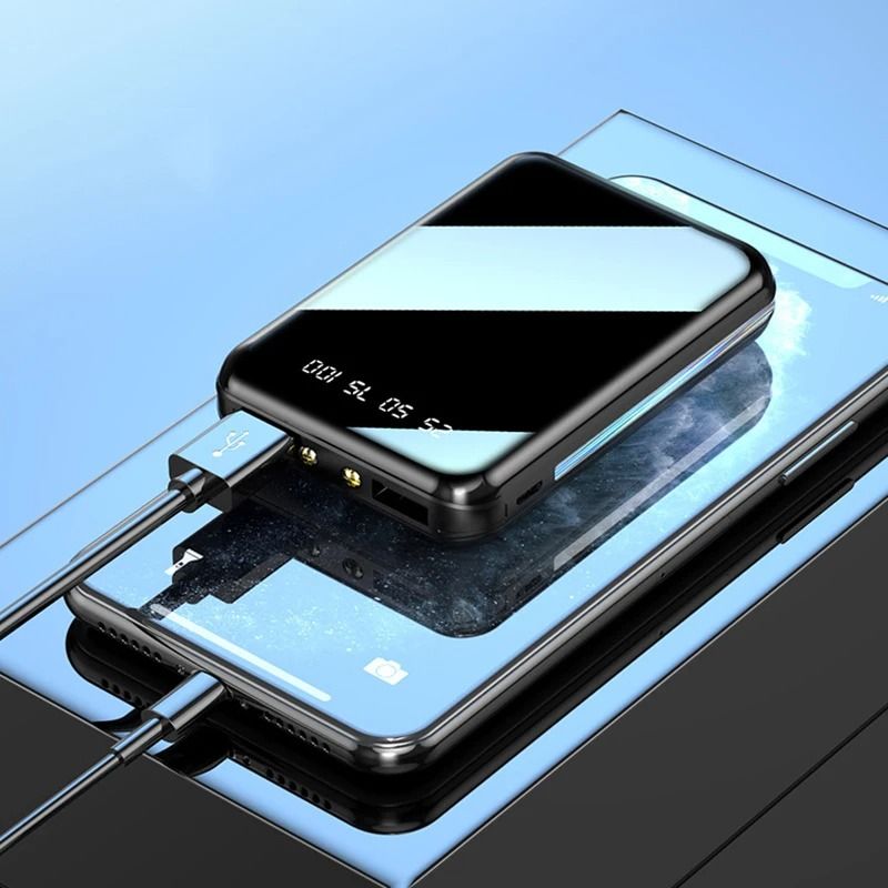 20000mAh Mini Power Bank Portable Charger With Mirror Screen LED Display For IPhone Samsung Xiaom 2