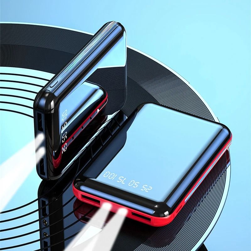 20000mAh Mini Power Bank Portable Charger With Mirror Screen LED Display For IPhone Samsung Xiaom 4