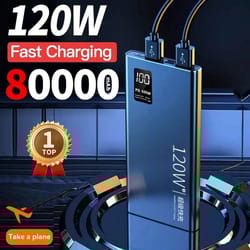 80000mah ultra-capacity power bank – 120w super fast charging portable battery for iphone, samsung & xiaomi