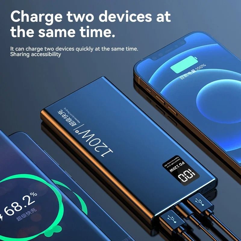 80000mAh UltraCapacity Power Bank 120W Super Fast Charging Portable Battery For IPhone Samsung Xi 2
