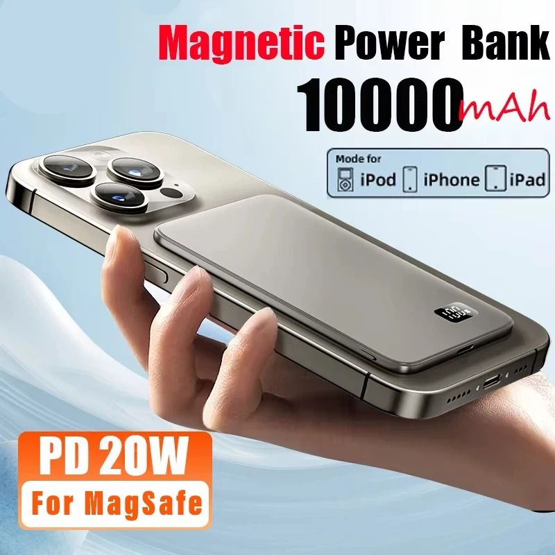 10000mAh UltraThin Magnetic Power Bank MagSafe Compatible Wireless Fast Charger For IPhone Samsung 0