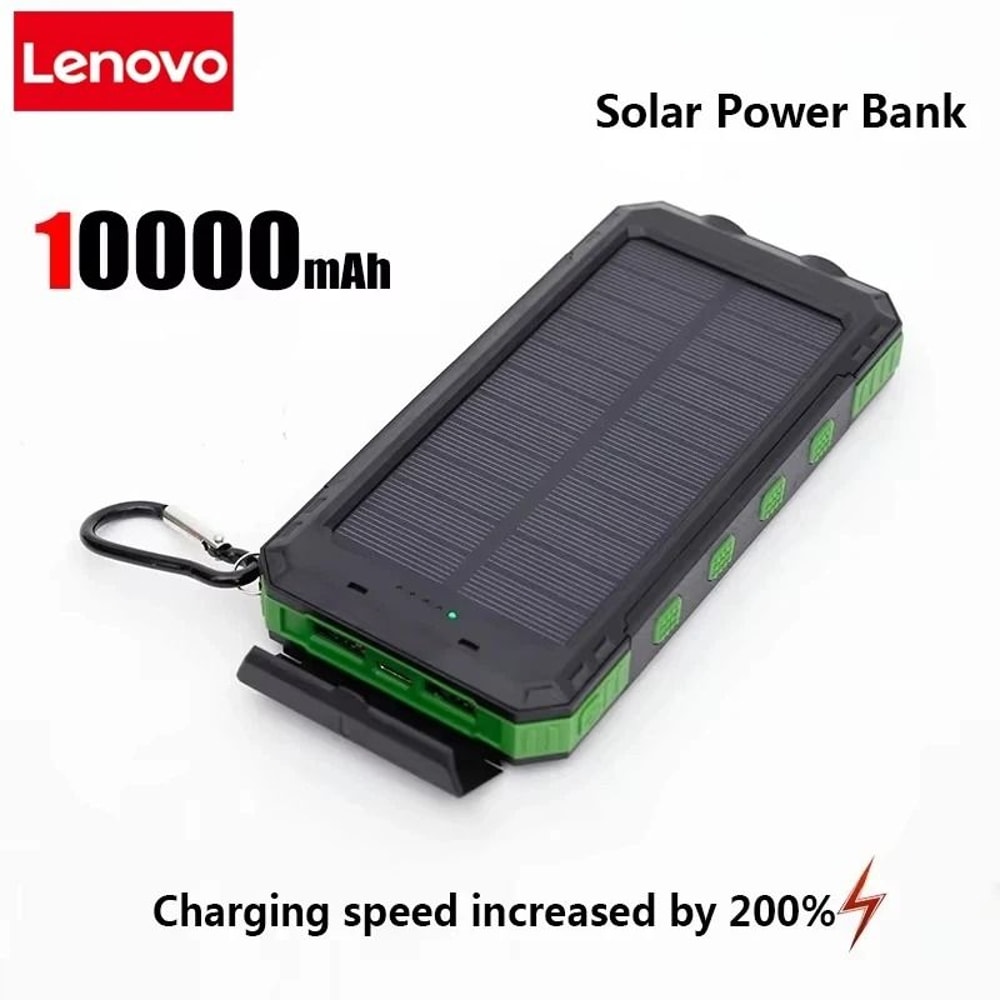 Lenovo 50000mAh Solar Power Bank Portable External Battery With HighPower LED For IPhone Samsung 9