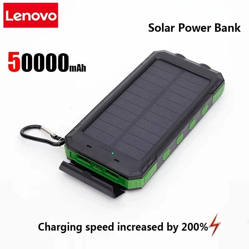 Lenovo 50000mAh Solar Power Bank Portable External Battery With HighPower LED For IPhone Samsung 11