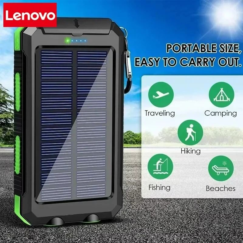 Lenovo 50000mAh Solar Power Bank Portable External Battery With HighPower LED For IPhone Samsung 1
