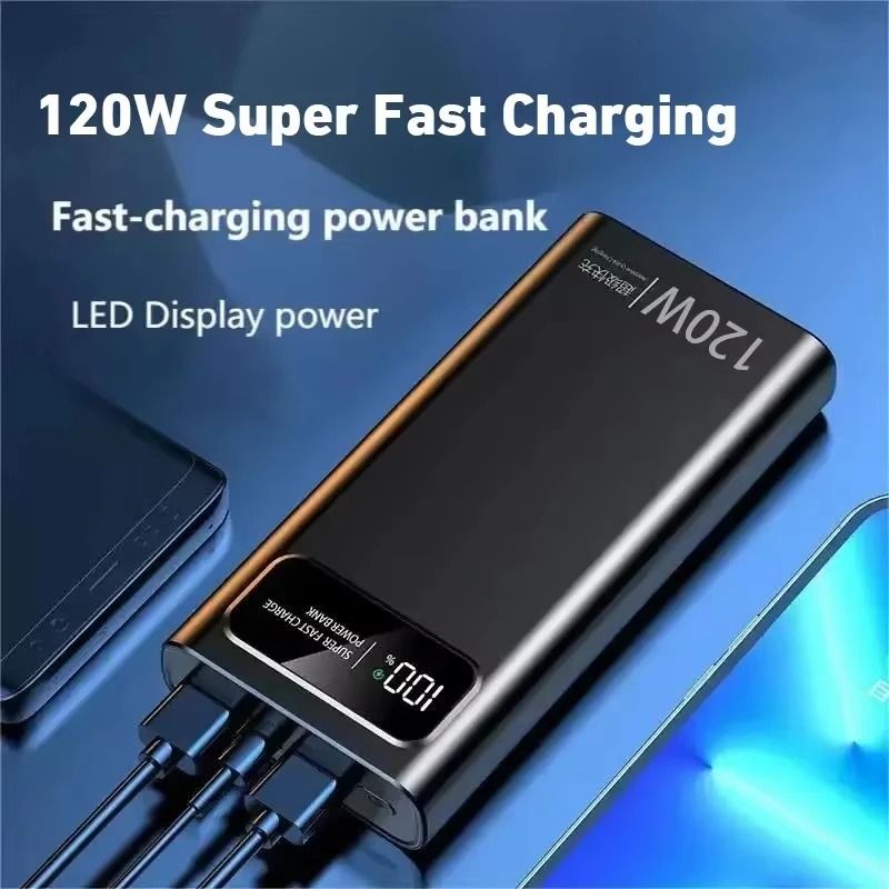120W Super Fast Charging Power Bank 200000mAh HighCapacity Digital Display Battery For IPhone Sam 1