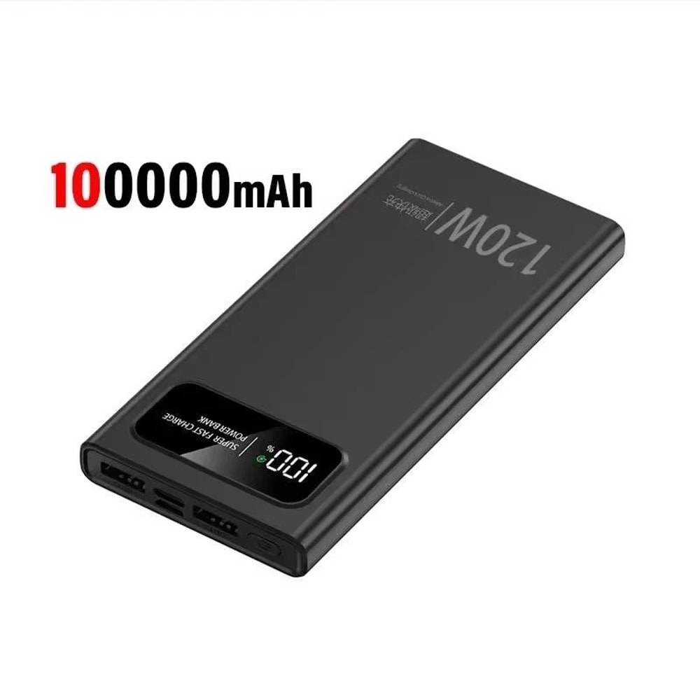 120W Super Fast Charging Power Bank 200000mAh HighCapacity Digital Display Battery For IPhone Sam 10