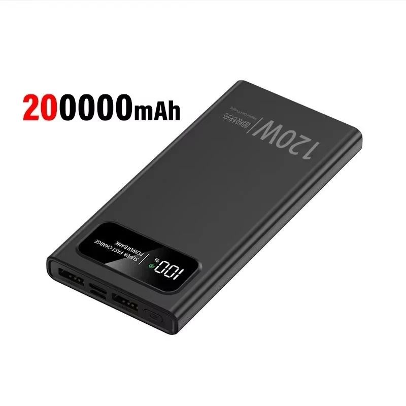 120W Super Fast Charging Power Bank 200000mAh HighCapacity Digital Display Battery For IPhone Sam 11
