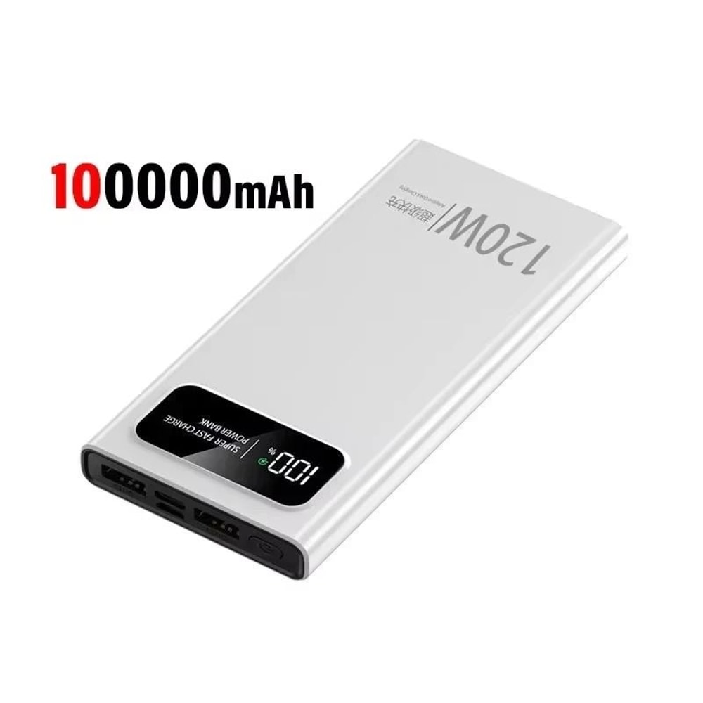 120W Super Fast Charging Power Bank 200000mAh HighCapacity Digital Display Battery For IPhone Sam 8
