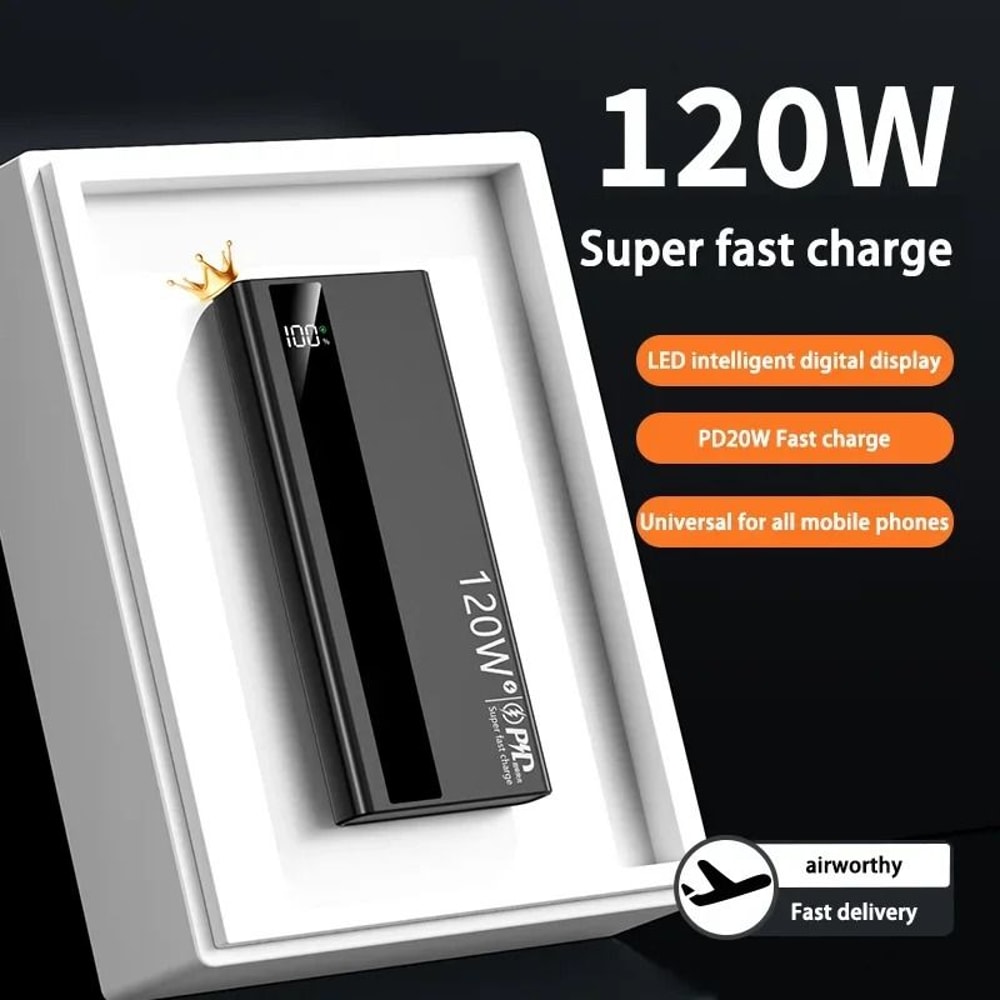 120W Super Fast Charging Power Bank 200000mAh UltraCapacity Battery For IPhone Samsung Huawei 0