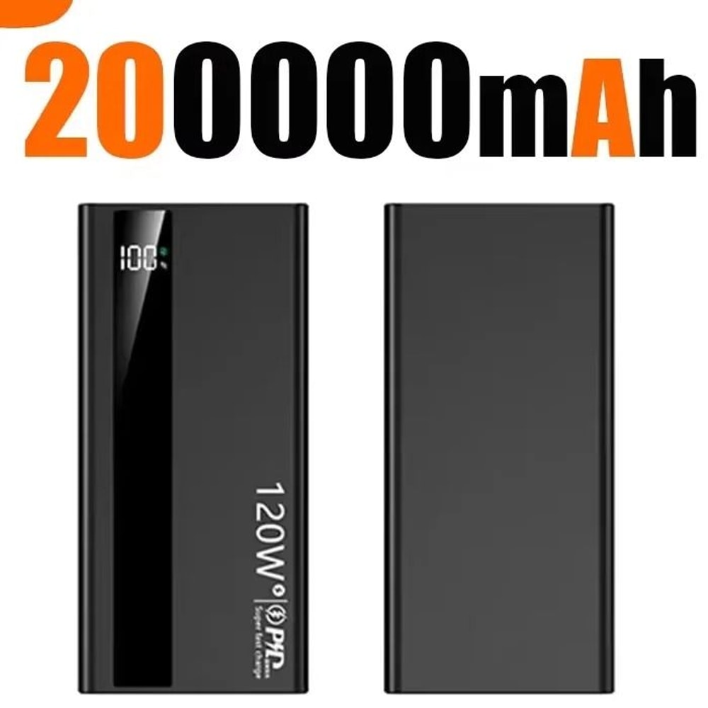 120W Super Fast Charging Power Bank 200000mAh UltraCapacity Battery For IPhone Samsung Huawei 7