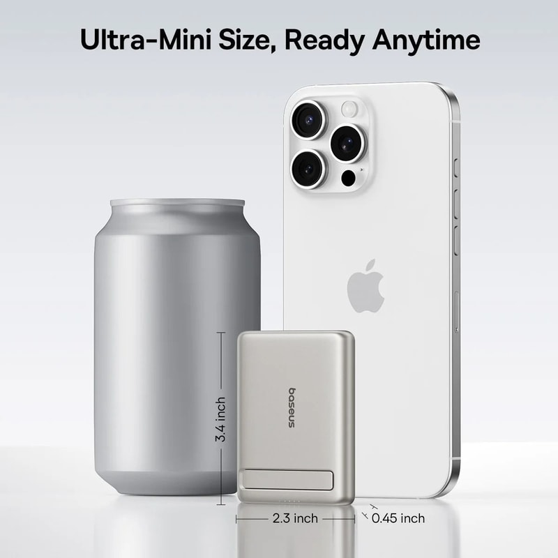Baseus Qi2 Magnetic Power Bank With Kickstand 5000mAh PD 20W Wireless Fast Charger For IPhone Sam 3