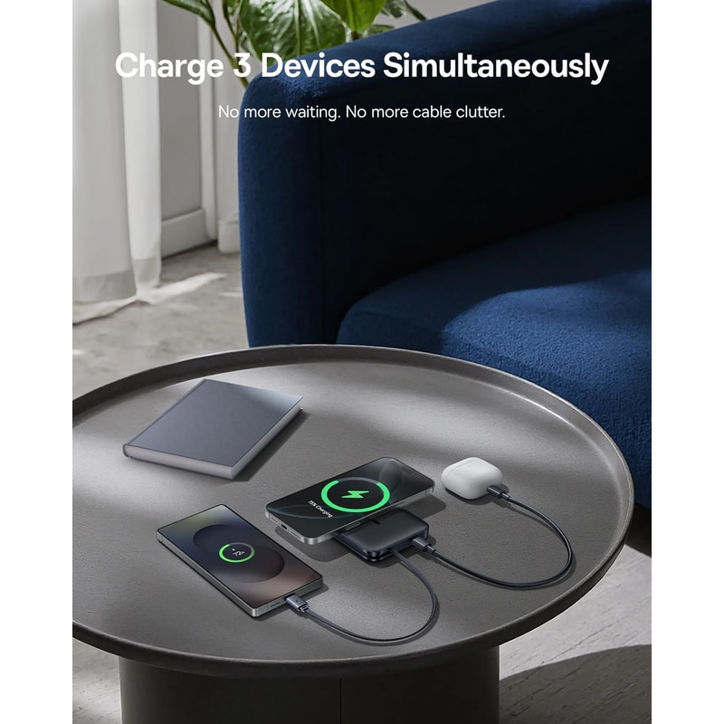 Baseus 45W Qi22 Magnetic Power Bank 10000mAh Wireless Fast Charger With BuiltIn USBC Cable 5