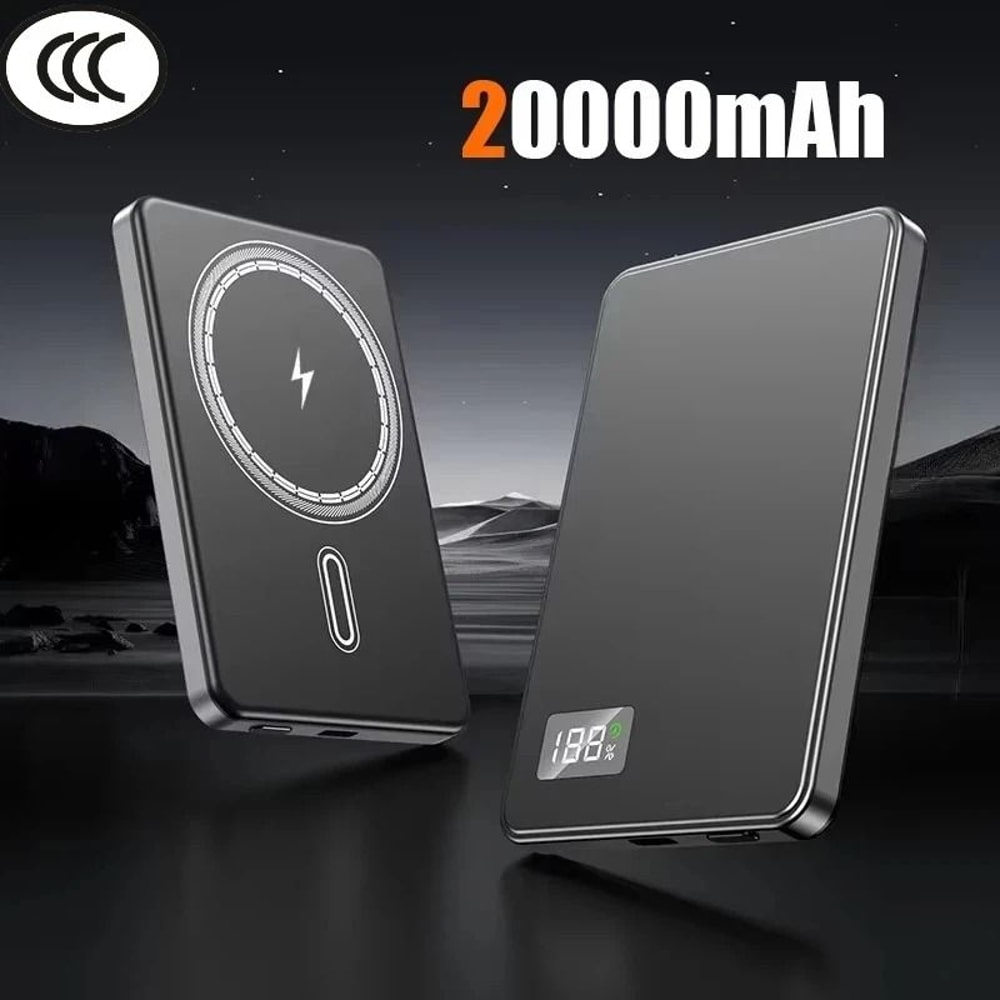 20000mAh Thin Magnetic Wireless Power Bank PD 225W Fast Charging External Battery For IPhone Samsu 9