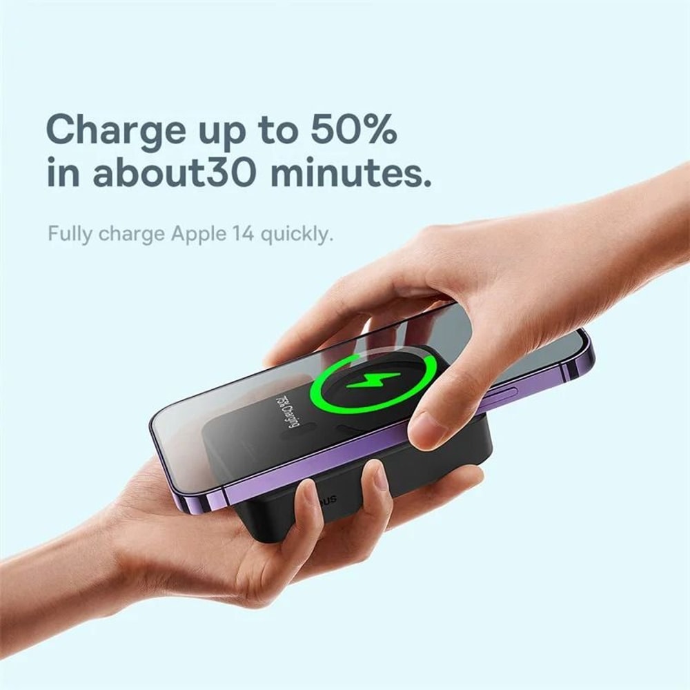 Baseus 10000mAh Mini Magnetic Wireless Power Bank AutoWake Fast Charger For IPhone 16 15 14 13 Pr 1
