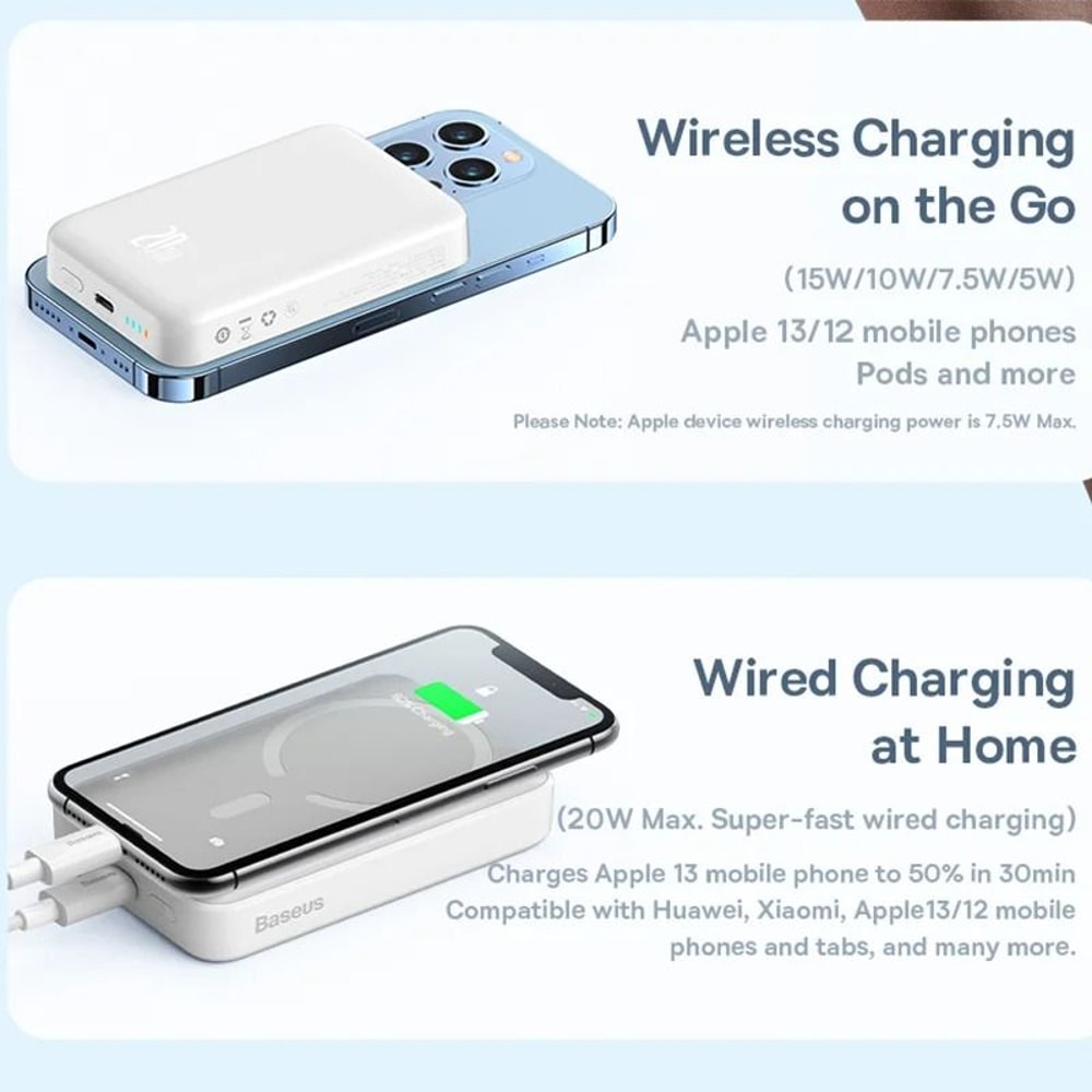 Baseus 10000mAh Mini Magnetic Wireless Power Bank AutoWake Fast Charger For IPhone 16 15 14 13 Pr 5