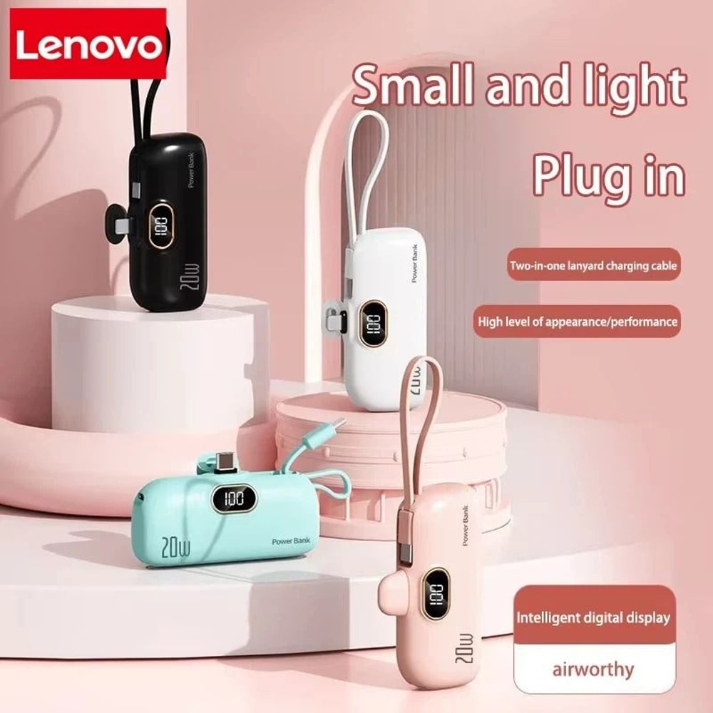 Lenovo Mini Convenient Mobile Power Bank 30000mAh Portable Fast Charger For IPhone Samsung 0