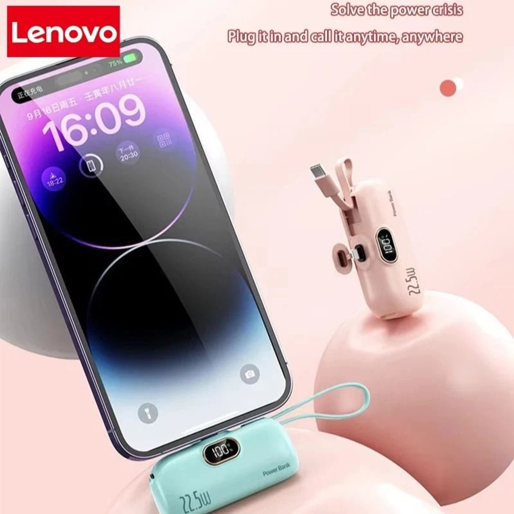 Lenovo Mini Convenient Mobile Power Bank 30000mAh Portable Fast Charger For IPhone Samsung 3