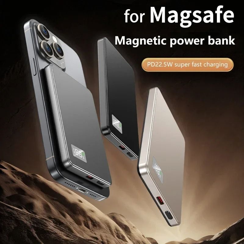Lenovo 500000mAh Magnetic Power Bank PD 225W Wireless Fast Charger For MagSafe IPhone Samsung 1