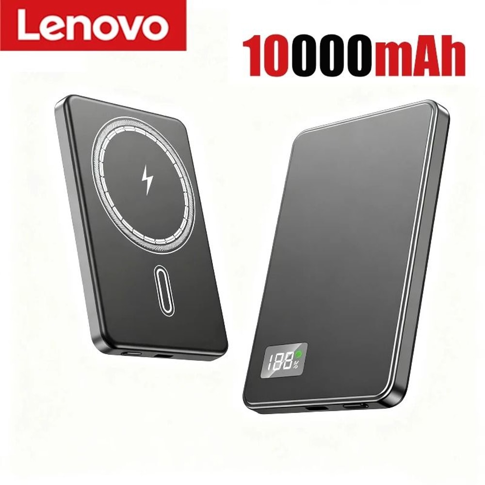 Lenovo 500000mAh Magnetic Power Bank PD 225W Wireless Fast Charger For MagSafe IPhone Samsung 6