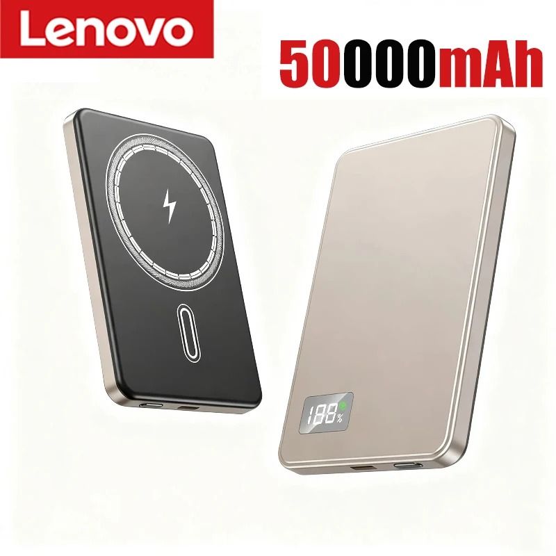 Lenovo 500000mAh Magnetic Power Bank PD 225W Wireless Fast Charger For MagSafe IPhone Samsung 14