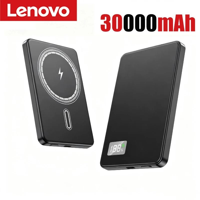 Lenovo 500000mAh Magnetic Power Bank PD 225W Wireless Fast Charger For MagSafe IPhone Samsung 8