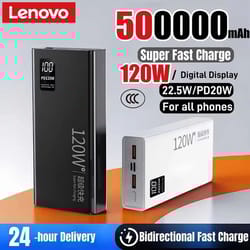 lenovo 500,000mah ultra-capacity power bank – 120w super fast charging external battery for iphone, samsung & xiaomi