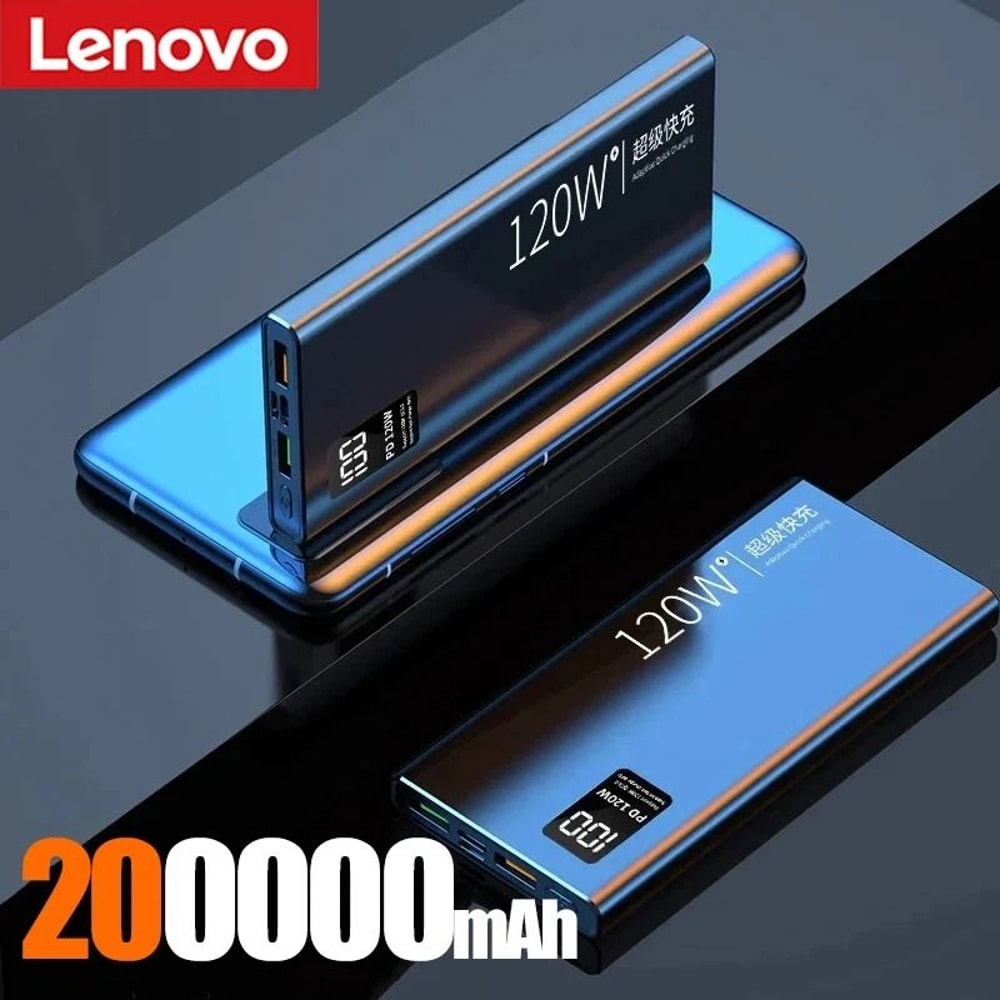 Lenovo 500000mAh UltraCapacity Power Bank 120W Super Fast Charging External Battery For IPhone Sam 9
