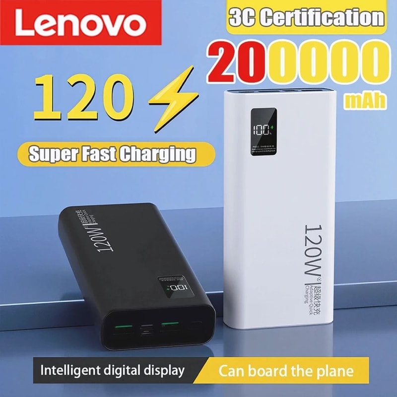 Lenovo 500000mAh UltraCapacity Power Bank 120W Super Fast Charging External Battery For IPhone Sam 1