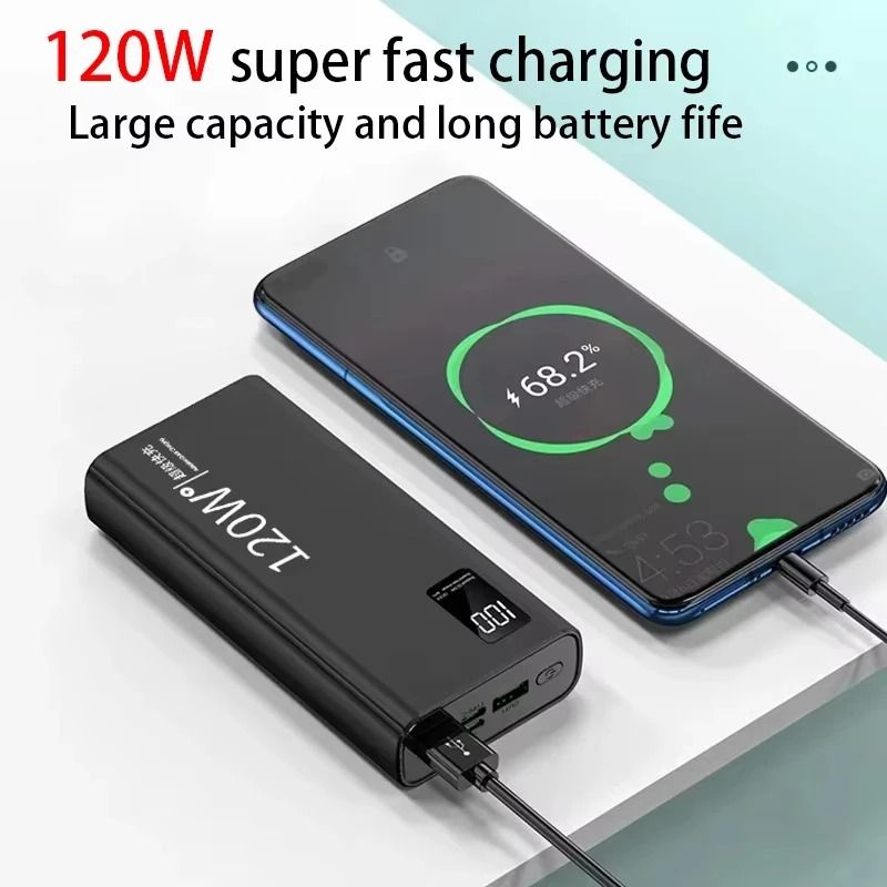 Lenovo 500000mAh UltraCapacity Power Bank 120W Super Fast Charging External Battery For IPhone Sam 4