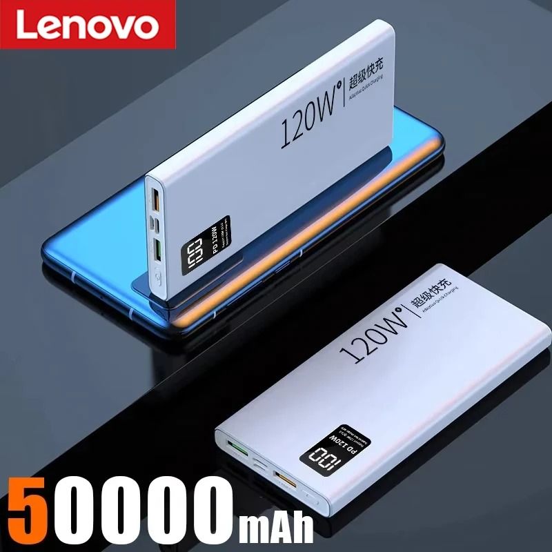 Lenovo 500000mAh UltraCapacity Power Bank 120W Super Fast Charging External Battery For IPhone Sam 6