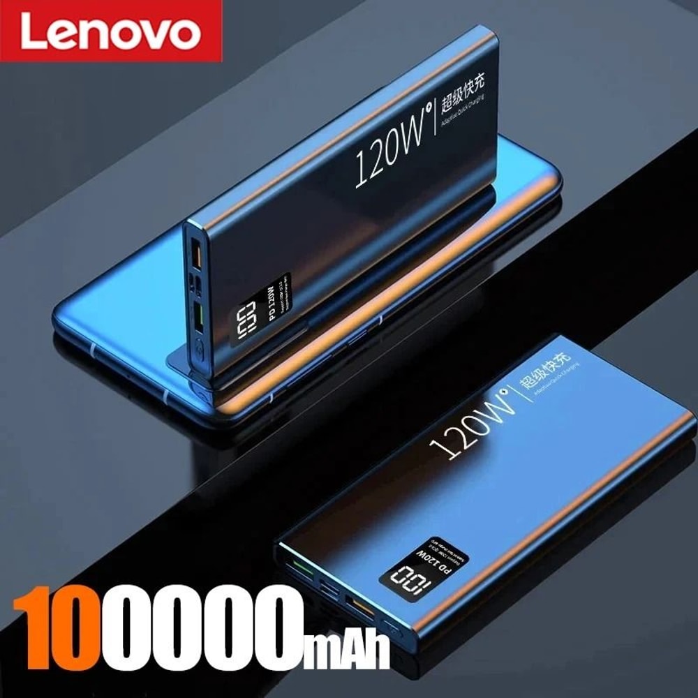 Lenovo 500000mAh UltraCapacity Power Bank 120W Super Fast Charging External Battery For IPhone Sam 8